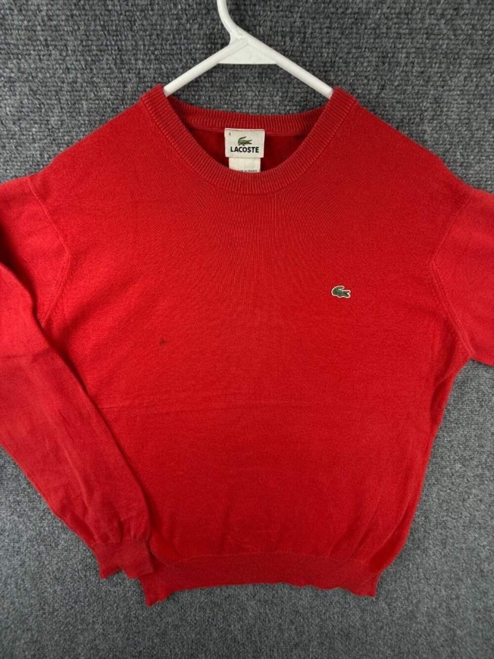 Lacoste Men Sweater Knit Croc Logo Adult Cotton Red Orange Crew Neck Long Sleeve